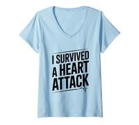 Femme J'Ai survécu à Une Crise Cardiaque Warrior Heartbeat T-Shirt avec Col en V