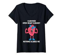 Femme J'Ai Survécu À Une Opération À Cœur Ouvert : Plus Rien Ne Me T-Shirt avec Col en V