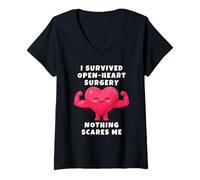 Femme J'Ai Survécu À Une Opération À Cœur Ouvert : Plus Rien Ne Me T-Shirt avec Col en V
