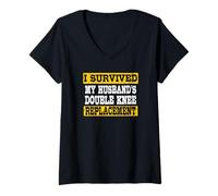 Femme J'Ai survécu au Double Remplacement du Genou de Mon Mari T-Shirt avec Col en V