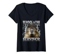 Femme J'Ai survécu aux maux de Ventre d'aujourd'Hui Capybara T-Shirt avec Col en V