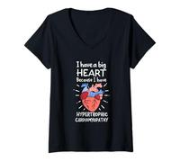 Femme J'Ai Un Grand cœur Parce Que J'Ai Une cardiomyopathie hypertrophique T-Shirt avec Col en V