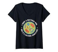 Femme J'ai un jeu de mots sur les bactéries, mais c'est sensible à la culture, la science T-Shirt avec Col en V