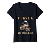Femme J'Ai Un Train à Moteur One Track Mind Train T-Shirt avec Col en V