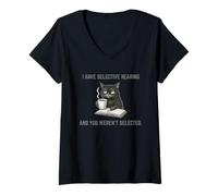 Femme J'Ai Une Audition sélective, Vous n'avez Pas été sélectionné Funny Mad Cat T-Shirt avec Col en V