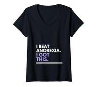 Femme J'Ai vaincu l'anorexie. J'Ai Compris ça. T-Shirt avec Col en V
