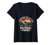 Femme J'Ai visité Les 63 Parcs nationaux des États-Unis T-Shirt avec Col en V