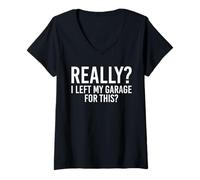 Femme J'Ai Vraiment quitté Mon Garage pour ce drôle de Garage de mécanicien Automobile T-Shirt avec Col en V