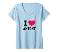 Femme J'aime Antony T-Shirt avec Col en V