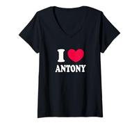 Femme J'aime Antony T-Shirt avec Col en V