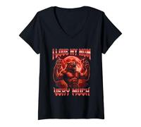 Femme J'aime Beaucoup ma mère Brainrot Alpha Wolf Meme T-Shirt avec Col en V