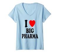 Femme J'aime Big Pharma T-Shirt avec Col en V