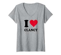 Femme J'aime Clancy T-Shirt avec Col en V