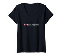 Femme J'aime David Hockney T-Shirt avec Col en V