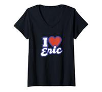 Femme J'aime Eric T-Shirt avec Col en V