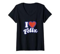 Femme J'aime Felix T-Shirt avec Col en V