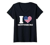 Femme J'aime Gettysburg, J'aime Gettysburg T-Shirt avec Col en V