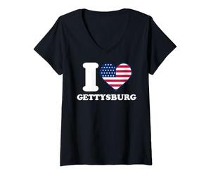 Femme J'aime Gettysburg, J'aime Gettysburg T-Shirt avec Col en V