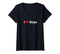 Femme J'aime Goya T-Shirt avec Col en V