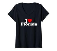Femme J'aime Heart Florida FL FLA T-Shirt avec Col en V
