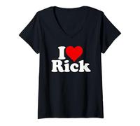 Femme J'aime Heart Rick Richard Patrick Derrick T-Shirt avec Col en V