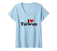Femme J'aime Heart Taiwan T-Shirt avec Col en V