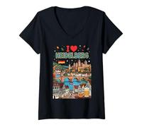 Femme J'aime Heidelberg, Allemagne T-Shirt avec Col en V