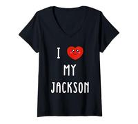 Femme J'aime Jackson Nom Drôle T-Shirt avec Col en V