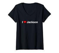 Femme J'aime Jackson T-Shirt avec Col en V