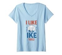 Femme J'aime la Campagne présidentielle rétro d'Eisenhower de 1952 d'Ike T-Shirt avec Col en V