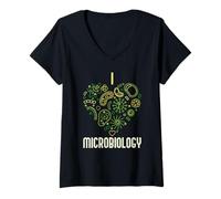 Femme J'aime la microbiologie Laboratoire des Sciences de virologie et de biologie T-Shirt avec Col en V