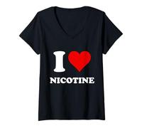 Femme J'aime la Nicotine J'aime la Nicotine T-Shirt avec Col en V