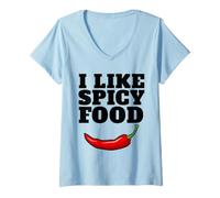 Femme J'aime la Nourriture épicée T-Shirt avec Col en V