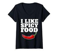Femme J'aime la Nourriture épicée T-Shirt avec Col en V