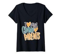Femme J'aime l'appréciation de Mes Grands-Parents, de Mon Grand-père et de ma Grand-mère T-Shirt avec Col en V