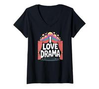 Femme J'aime l'art Dramatique, théâtre, théâtre, comédien, Vie d'acteur T-Shirt avec Col en V