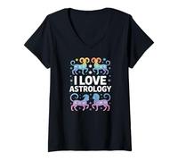 Femme J'aime l'astrologie, l'horoscope du Zodiaque et Les étoiles T-Shirt avec Col en V