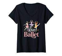 Femme J'aime Le Ballet, Une Expression de Danse Gracieuse T-Shirt avec Col en V