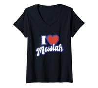 Femme J'aime Le Messie T-Shirt avec Col en V