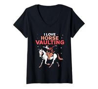 Femme J'aime Le Saut À Cheval Équitation Sauts De Cheval Chevaux T-Shirt avec Col en V