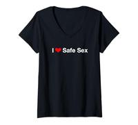 Femme J'aime Le Sexe sans Risque T-Shirt avec Col en V
