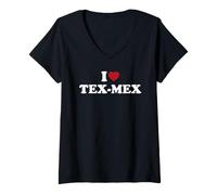 Femme J'aime Le tex-mex, J'aime Le tex-mex T-Shirt avec Col en V