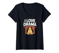 Femme J'aime Le théâtre Dramatique et comédien T-Shirt avec Col en V