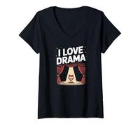 Femme J'aime le théâtre dramatique et l'expression scénique T-Shirt avec Col en V