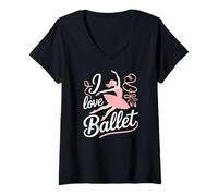 Femme J'aime Les Amateurs de Danse Classique T-Shirt avec Col en V