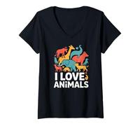 Femme J'aime Les Animaux et l'appréciation de la Faune T-Shirt avec Col en V