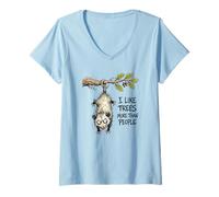 Femme J'aime Les Arbres Plus Que Les Gens Funny Opossum Possum Arbor Day T-Shirt avec Col en V