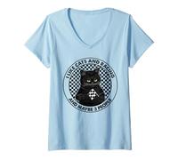 Femme J'aime les chats et les courses T-Shirt avec Col en V