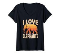 Femme J'aime Les éléphants, Une Mignonne Amoureuse des Animaux T-Shirt avec Col en V