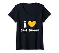 Femme J'aime Les Enseignants de 3e année pour garçons et Filles, équipe de troisième année T-Shirt avec Col en V